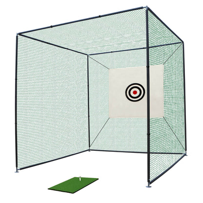 10X10X10FT Golf Practice Net Cage with Metal Frame Hitting Net Kit Indoor Outdoor