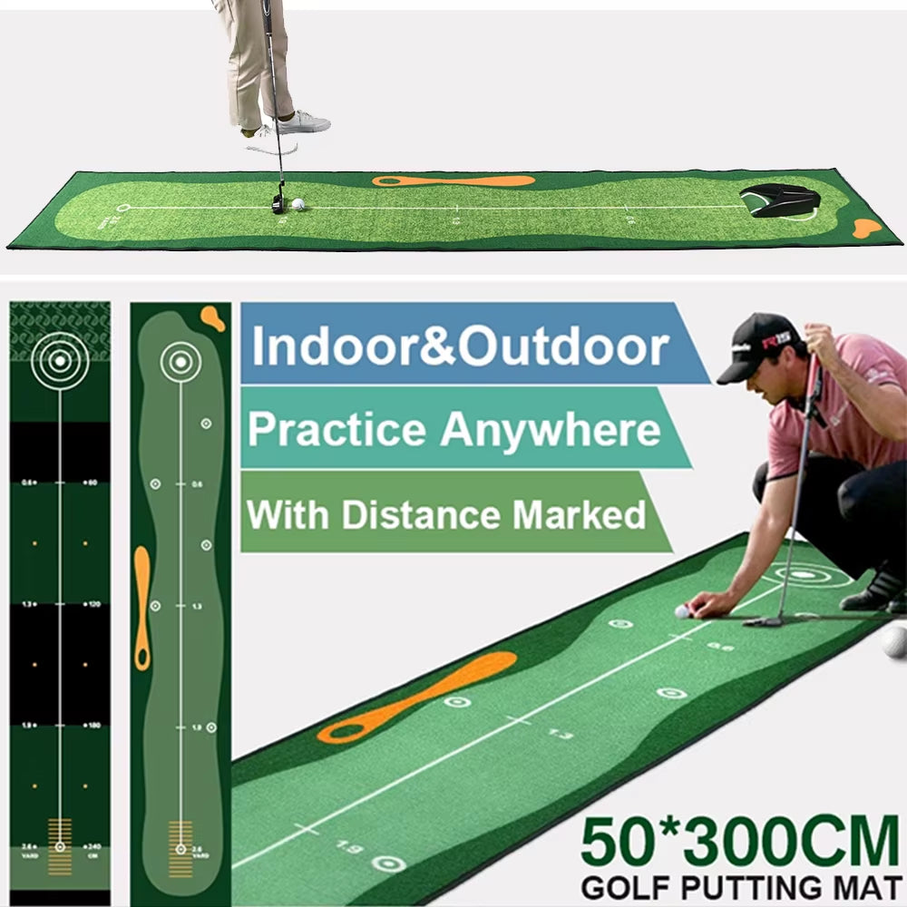 50X300Cm Golf Putting Green Mat Indoor Equipment for Home Office Indoor Mini Golf Putting Training Mat