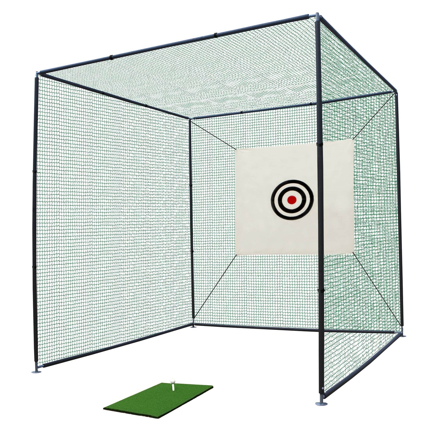 10X10X10FT Golf Practice Net Cage with Metal Frame Hitting Net Kit Indoor Outdoor