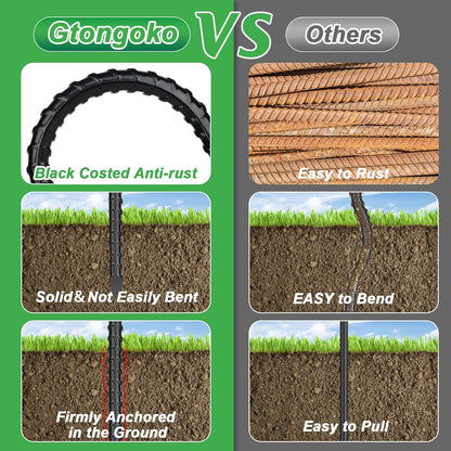 Trampolines Wind Stakes 12 Pack 12 Inch, Heavy Duty U Shaped Rebar Stake Ground Anchors Galvanized Steel Safety Trampolines Stakes for Camping Tents, Soccer Goals and Huge Garden Decoration