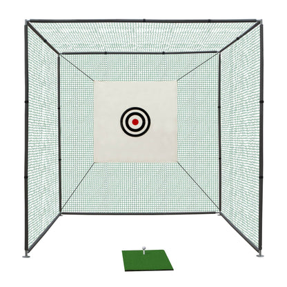 10X10X10FT Golf Practice Net Cage with Metal Frame Hitting Net Kit Indoor Outdoor