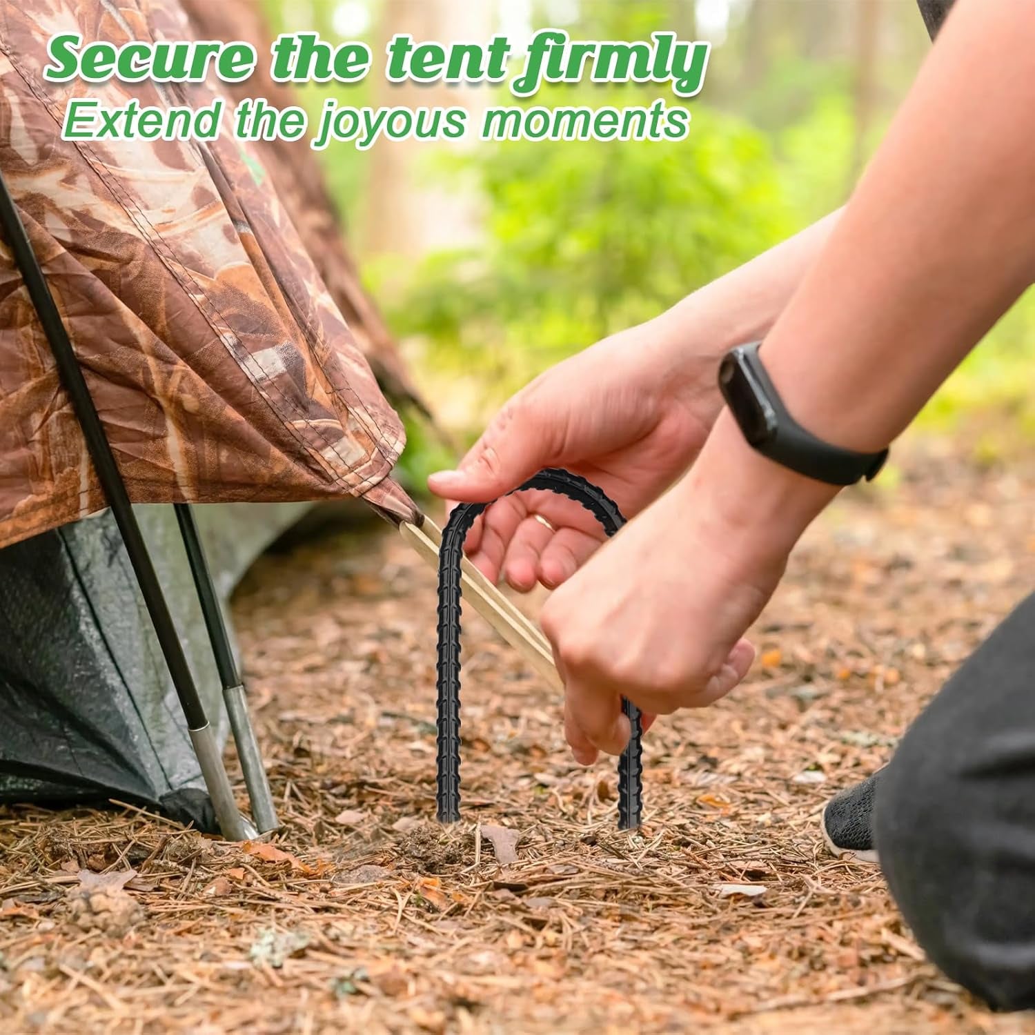 Trampolines Wind Stakes 12 Pack 12 Inch, Heavy Duty U Shaped Rebar Stake Ground Anchors Galvanized Steel Safety Trampolines Stakes for Camping Tents, Soccer Goals and Huge Garden Decoration