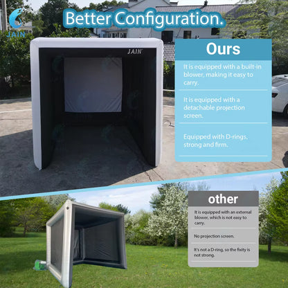 Stock！Inflatable Golf Sim Room Swing Golf Practice Cage with Built-In Fan,Oxford Cloth,Golf Simulator Enclosures